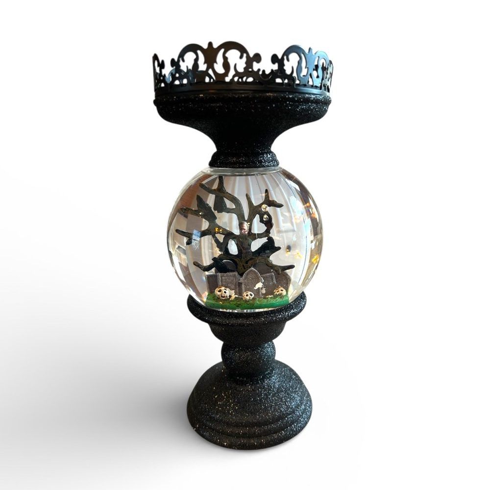 Bath & Body Works Halloween Cemetery Water Globe Light-Up Ghost Candle Holder